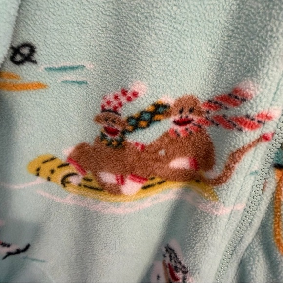 Nick & Nora Sock Monkey Cozy Novelty Fleece Pajama Winter Lounge Wear Size Small - Picture 8 of 10